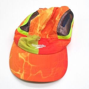 Speedo Performance Running Hat Mesh Neon Orange Green Adjustable Cap